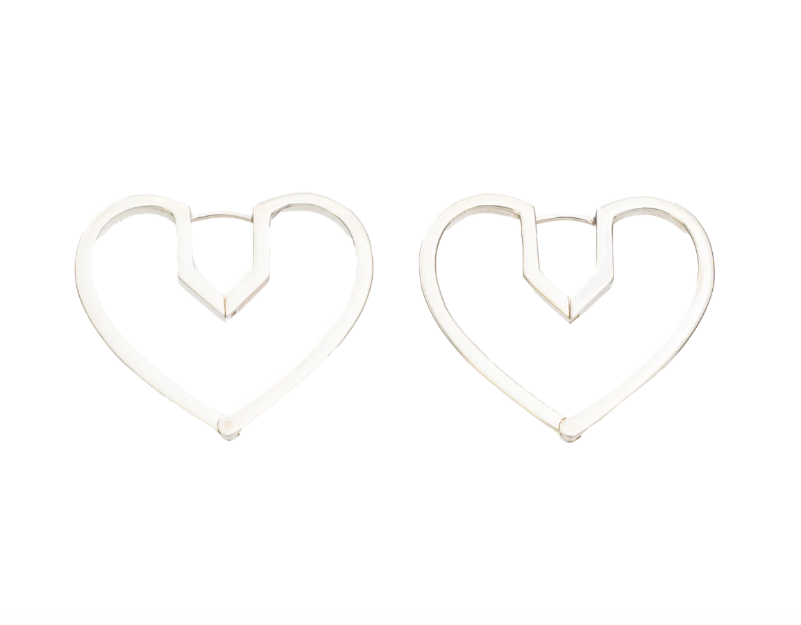 Hug Heart Hoop Pierce M-Silver-