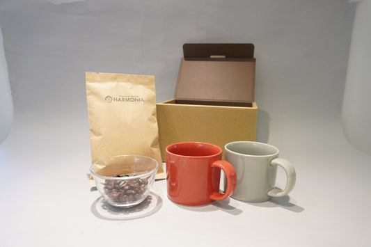 HARMONIAオリジナルコーヒー豆とマグカップ<波佐見焼mug250ペア>セット