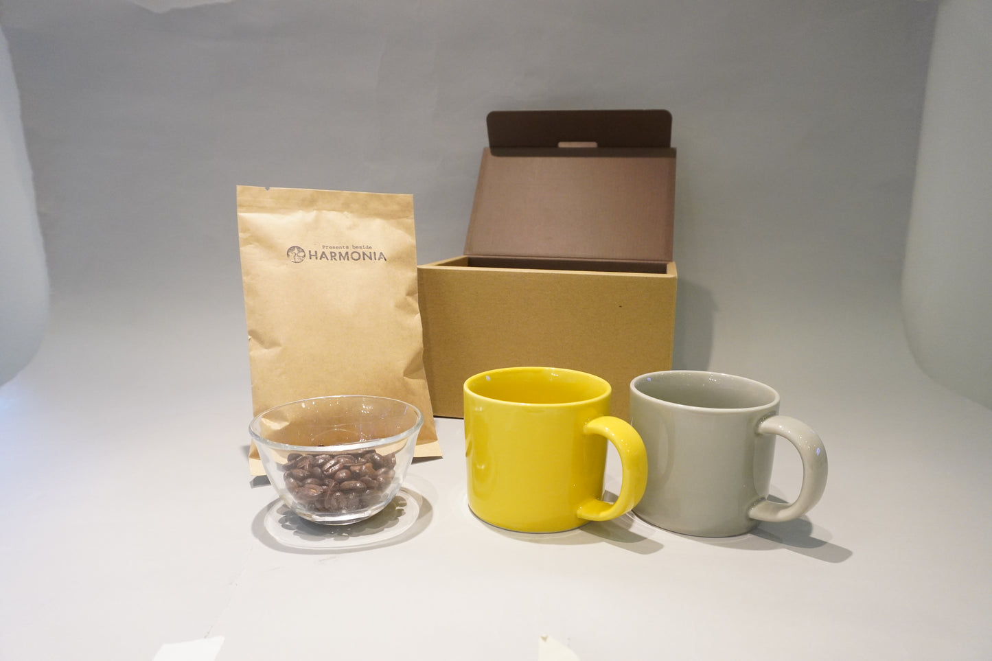 HARMONIAオリジナルコーヒー豆とマグカップ<波佐見焼mug250ペア>セット