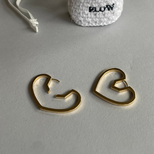 Hug Heart Hoop Pierce M -Gold-
