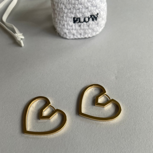 Hug Heart Hoop Pierce M -Gold-