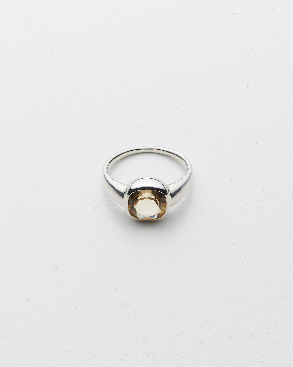 Honey Quartz Square Ring / Silver