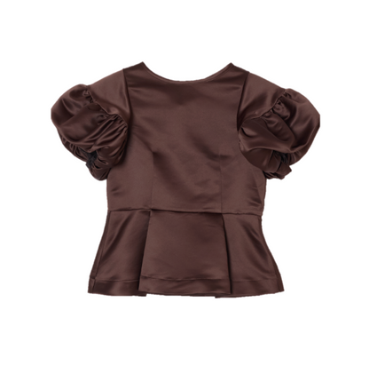 サテンボリュームトップス