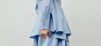 ノーカラーペプラムシャツ